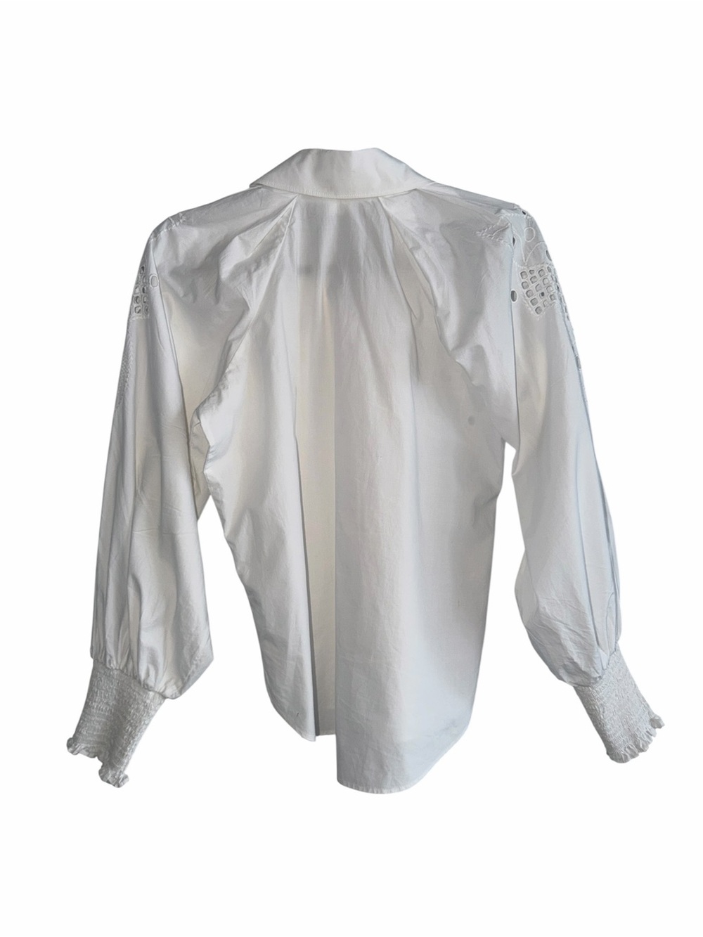 VERONICA BEARD White Lilah Eyelet Button Down Top Size 2 - Picture 5 of 10